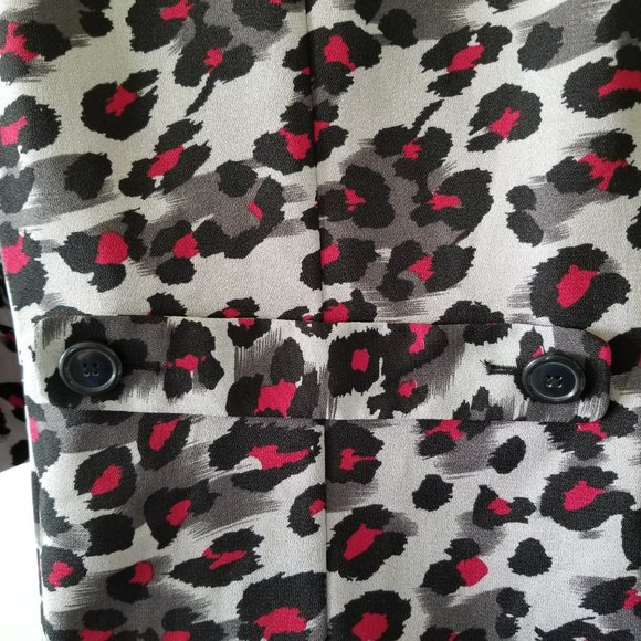 NICOLE MILLER Abstract Animal Print  Trench Coat Button Down Vintage  Sz 8 - Picture 9 of 10